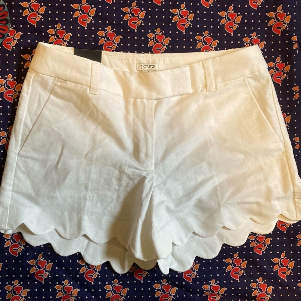 J. Crew White Linen / Cotton Blend 4” Shorts New NWOT Size 2